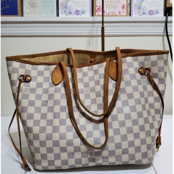LOUIS VUITTON Damier Azur Neverfull MM Bag - Picture 5 of 13